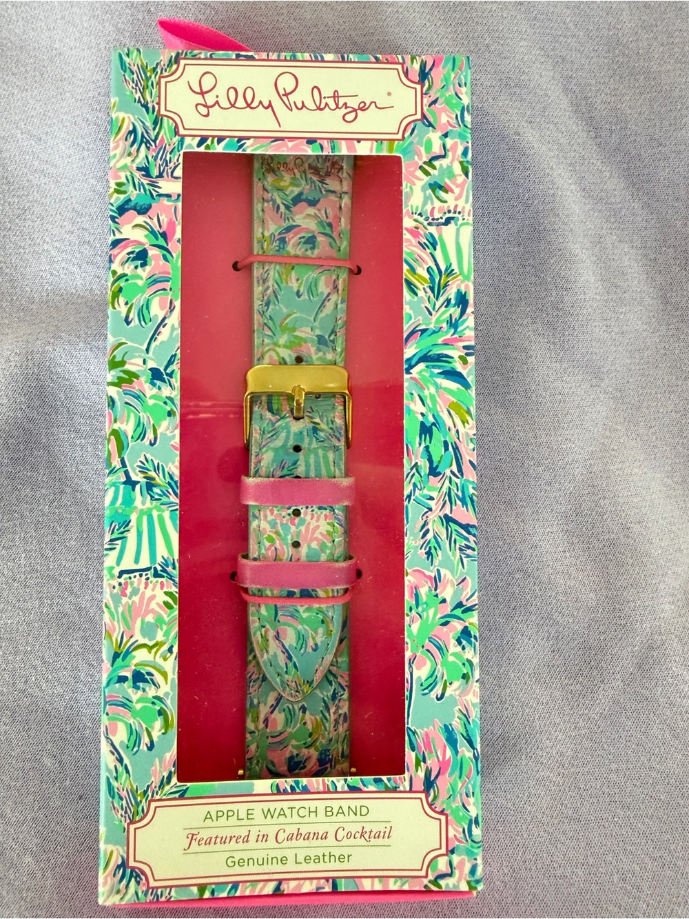 Lilly Pulitzer leather Apple watch band Cabana Cocktail 38 40 mm